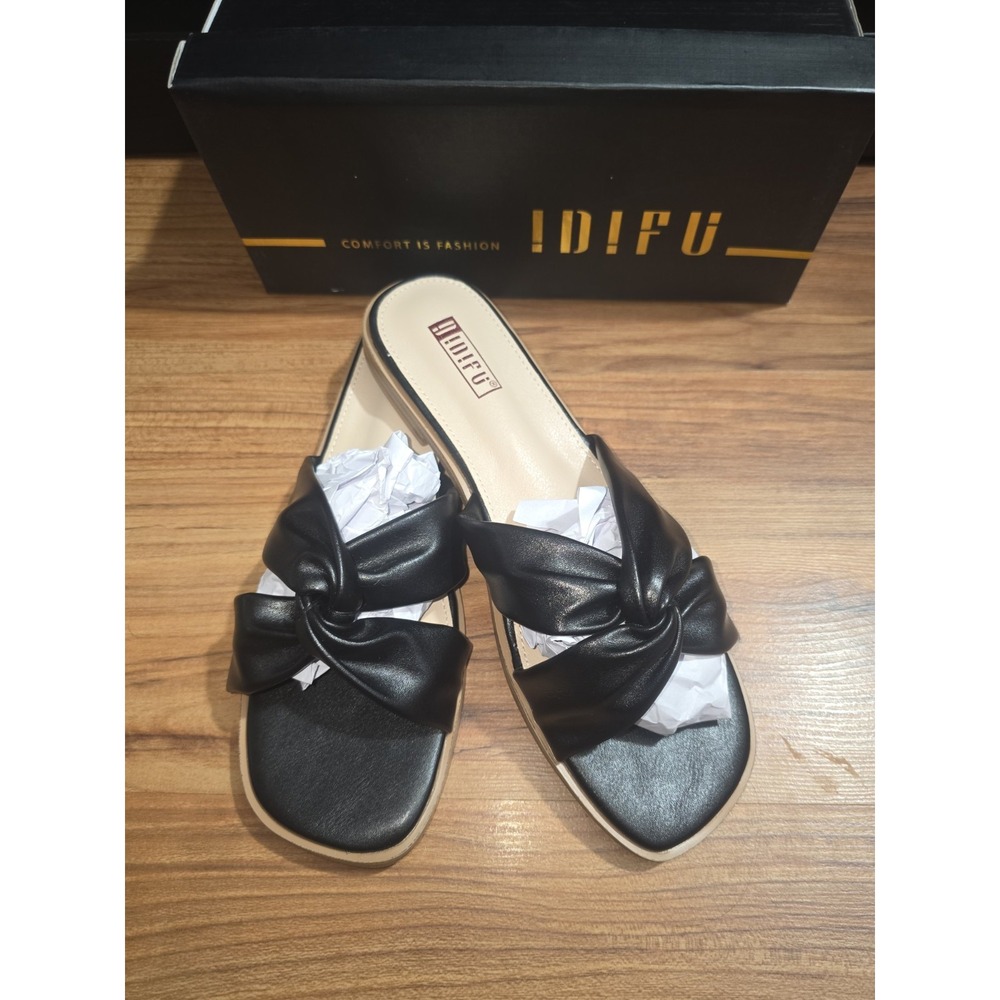 Flat Sandals Womens Square Open Toe Slip On Casual Twist Strap Sandals Sz 7